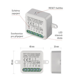 Moduł EMOS GoSmart spínací IP-2102SW, Wi-Fi, 2-kanálový