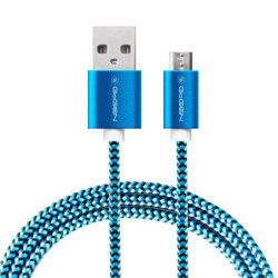 Kabel GoGEN USB / micro USB, 1m, w oplocie, niebieski