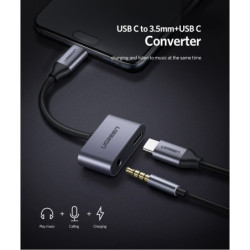 Redukcja UGREEN USB-C/USB-C + 3.5mm Jack