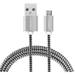 Kabel GoGEN USB / micro USB, 2m, w oplocie, srebrny