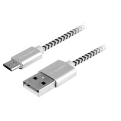 Kabel GoGEN USB / micro USB, 2m, w oplocie, srebrny