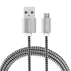 Kabel GoGEN USB / micro USB, 2m, w oplocie, srebrny