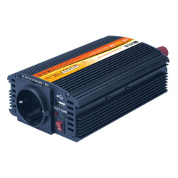 Power Inverter Solight 12V, 300W, kovový, černý, 12V + USB 500mA