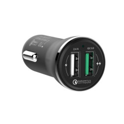 Ładowarka samochodowa GoGEN CHQ 27, 2x USB, 2,4A z funkcją szybkiego  ładowania Quick Charge 3.0 - czarna