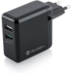 Ładowarka sieciowa GoGEN ACHQ 203, 2x USB, 2,4A z funkcją szybkiego  ładowania Quick Charge 3.0 - czarna