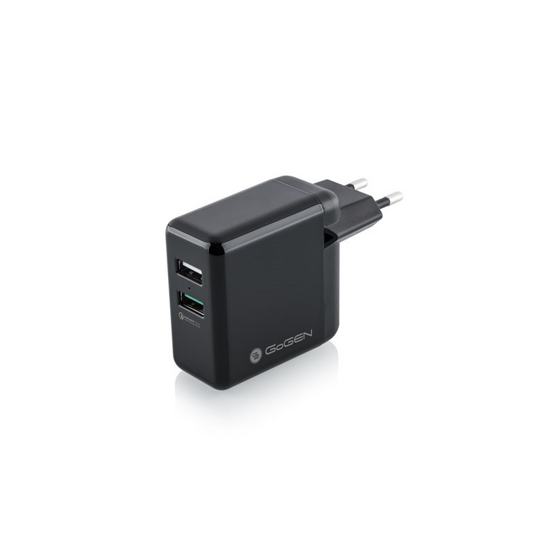 Ładowarka sieciowa GoGEN ACHQ 203, 2x USB, 2,4A z funkcją szybkiego  ładowania Quick Charge 3.0 - czarna