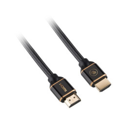 Kabel GoGEN HDMI 2.0, 2m, pozłacany, w oplocie, High speed, z ethernetem, czarny