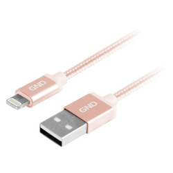 Kabel GND USB / lightning MFI, 1m, oplot - złoty