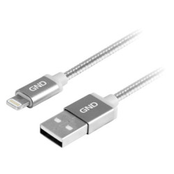 Kabel GND USB / lightning MFI, 1m, oplot - tytanowy