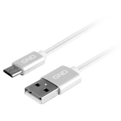 Kabel GND USB / micro USB, 1m, oplot - srebrny