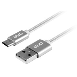 Kabel GND USB / micro USB, 1m, oplot - tytanowy