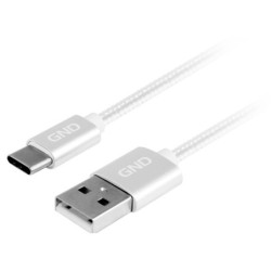 Kabel GND USB / USB-C, 1m, oplot - srebrny