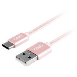 Kabel GND USB / USB-C, 1m, oplot - różowy