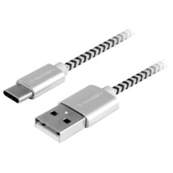 Kabel GoGEN USB / USB-C, 1m, w oplocie, srebrny