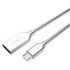 Kabel GND USB / micro USB, 1m, oplot, stalowy - srebrny