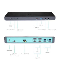 Stacja dokująca i-tec USB 3.0 / USB-C / Thunderbolt 3 Dual Display + Power Adapter 100W