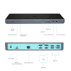 Stacja dokująca i-tec USB 3.0 / USB-C / Thunderbolt 3 Dual Display + Power Adapter 100W