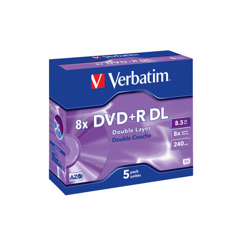 Disk Verbatim DVD+R DualLayer, 8,5GB, 8x jewel box, 5ks