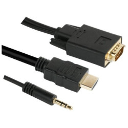 Kabel GoGEN HDMI / VGA vč. Jack 3,5mm, 1,5m, pozłacane, czarny