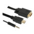 Kabel GoGEN HDMI / VGA vč. Jack 3,5mm, 1,5m, pozłacane, czarny