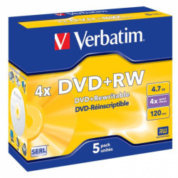 Dysk Verbatim DVD+RW 4,7GB, 4x, jewel box, 5ks