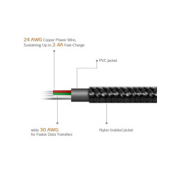 Kabel ADATA USB/micro USB, 1m, pletený