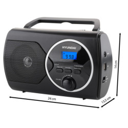 Odbiornik radiowy Hyundai PR 570PLLUB, FM PLL, USB, czarny