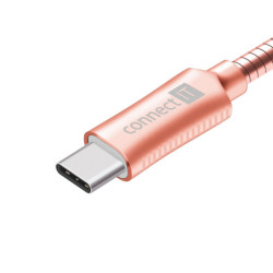 Kabel Connect IT Wirez Steel Knight USB/USB-C, ocelový, opletený, 1m