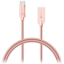 Kabel Connect IT Wirez Steel Knight USB/USB-C, ocelový, opletený, 1m