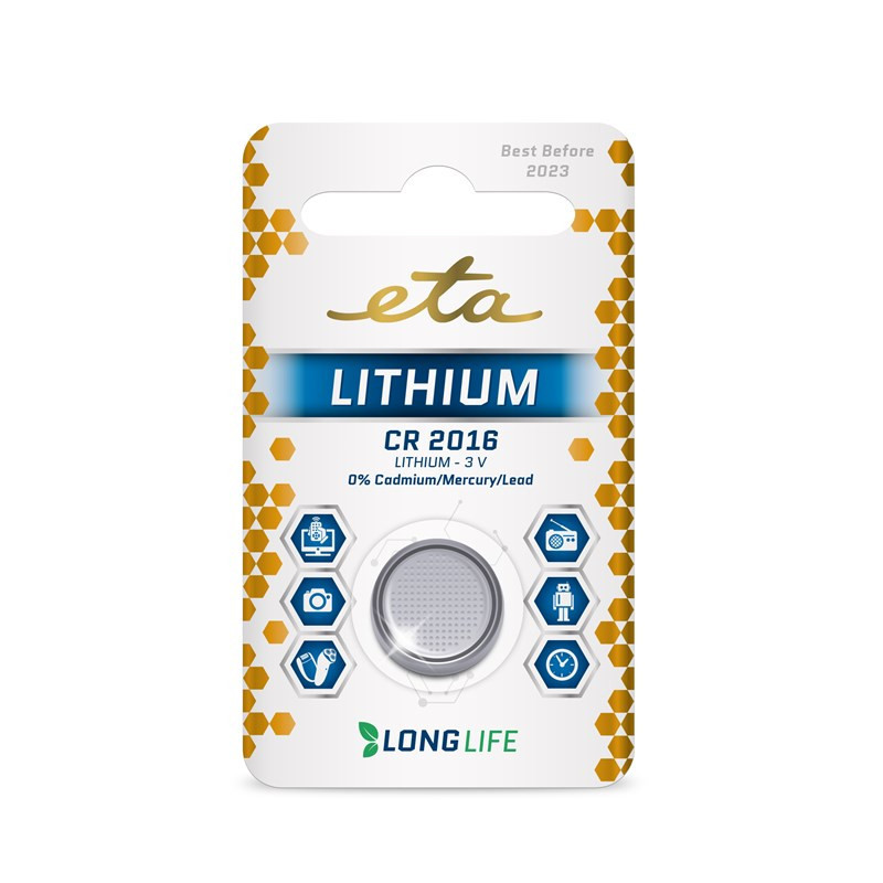 Bateria litowa ETA PREMIUM CR2016, blistr 1szt.