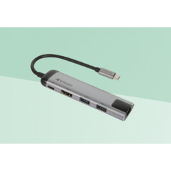 Hub USB Verbatim USB-C/2xUSB 3.0, HDMI, RJ45