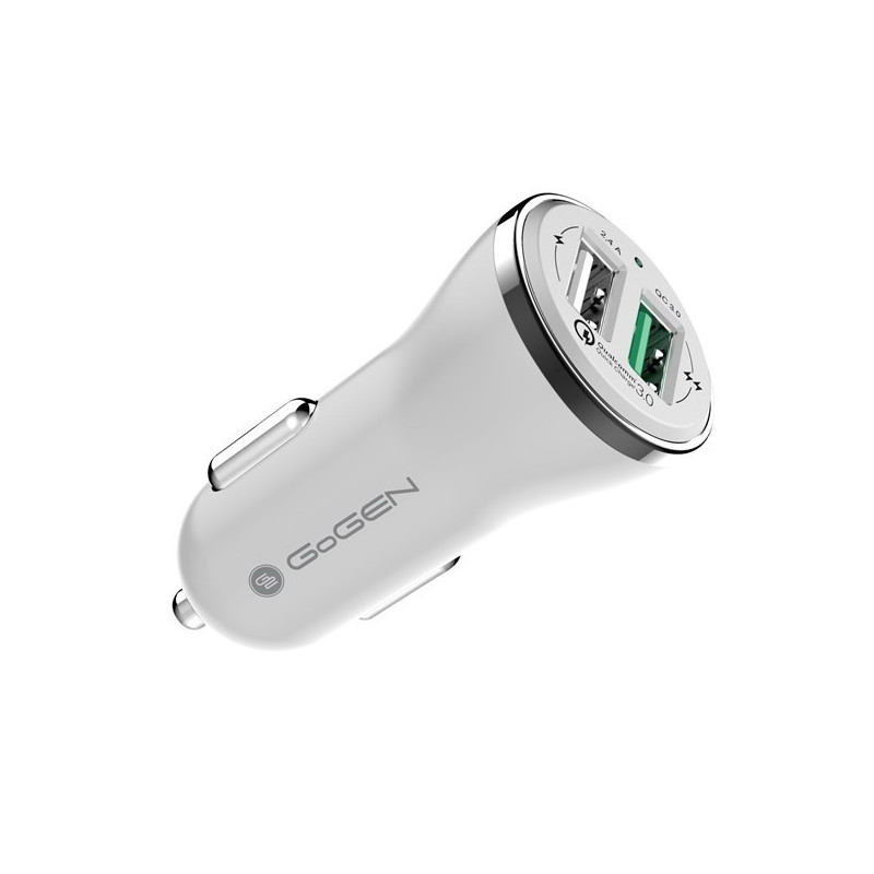 Ładowarka samochodowa GoGEN CHQ 27, 2x USB, 2,4A z funkcją szybkiego ładowania Quick Charge 3.0 - biała