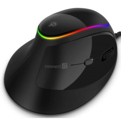 Myš Connect IT vertikální, ergonomická, herní / optická / 6 tlačítek / 3200dpi - černá