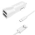 Zasilacz samochodowy FIXED 2x USB, 15W Smart Rapid Charge + USB-C kabel 1m