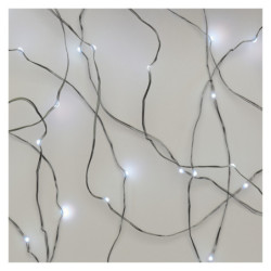 Christmas Lights EMOS 20 LED nano řetěz, 1,9 m, 2x AA, vnitřní, studená bílá, časovač