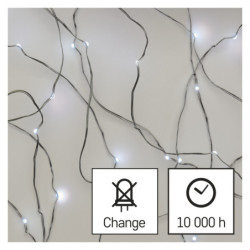 Christmas Lights EMOS 20 LED nano řetěz, 1,9 m, 2x AA, vnitřní, studená bílá, časovač