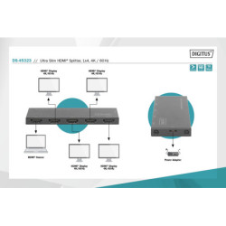 HDMI hub Digitus Ultra Slim HDMI splitter, 1x4, 4K / 60 Hz