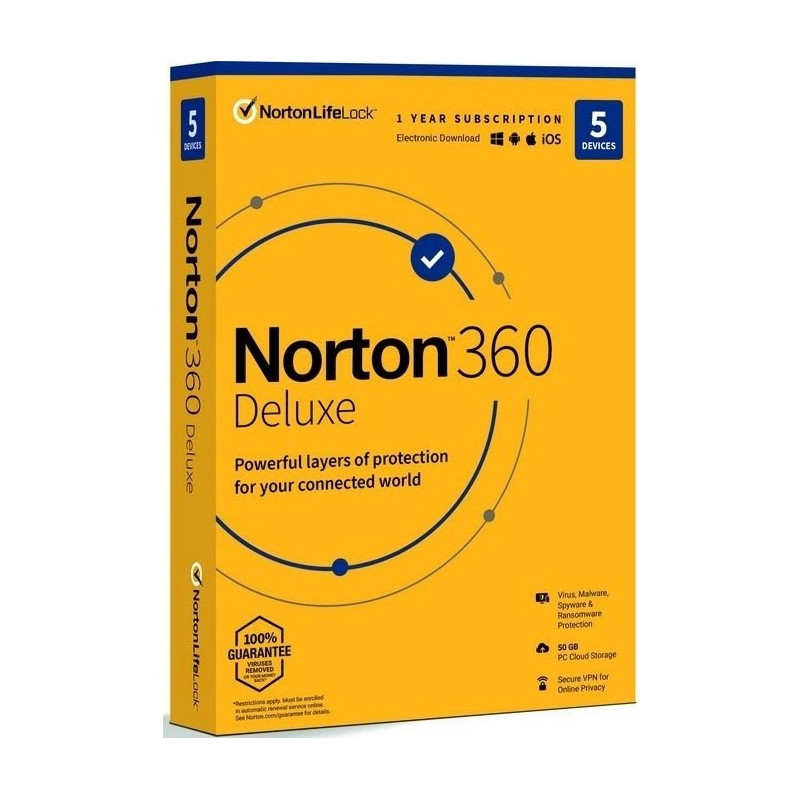 Oprogramowanie Norton 360 DELUXE 50GB CZ 1 uživatel / 5 zařízení / 12 měsíců (BOX)