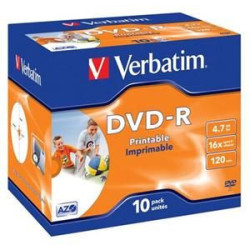 Disk Verbatim DVD-R 4.7GB, 16x, printable, jewel box, 10ks