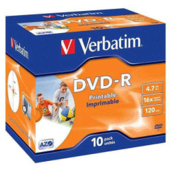 Disk Verbatim DVD-R 4.7GB, 16x, printable, jewel box, 10ks