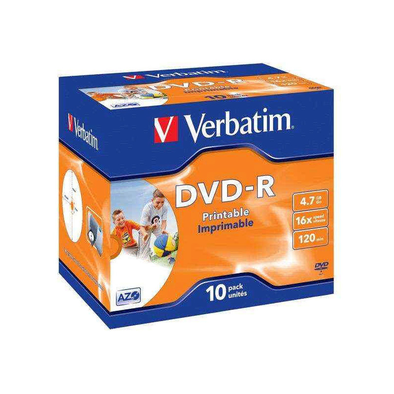 Disk Verbatim DVD-R 4.7GB, 16x, printable, jewel box, 10ks