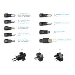 Zasilacz Avacom QuickTIP 45W, univerzální, EU/US/UK, 9 konektorů