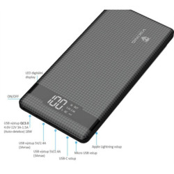 Powerbank Viking 20000 mAh, QC 3.0, USB-C, Lightning