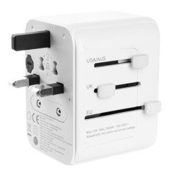 Adapter podróżny FIXED Voyager pro EU, UK a USA/AUS, s 1xUSB-C a 2xUSB výstupem, GaN, PD 30W