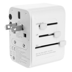 Adapter podróżny FIXED Voyager pro EU, UK a USA/AUS, s 1xUSB-C a 2xUSB výstupem, GaN, PD 30W