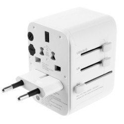 Adapter podróżny FIXED Voyager pro EU, UK a USA/AUS, s 1xUSB-C a 2xUSB výstupem, GaN, PD 30W