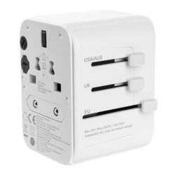 Adapter podróżny FIXED Voyager pro EU, UK a USA/AUS, s 1xUSB-C a 2xUSB výstupem, GaN, PD 30W