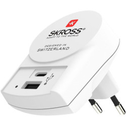 Adapter podróżny SKROSS nabíjecí, USB-A, USB-C, EU, 27W