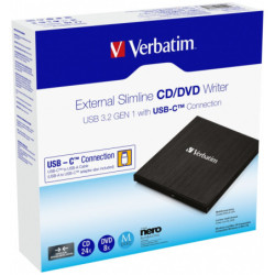 Zewnętrzna nagrywarka DVD Verbatim CD/DVD Slimline USB-C + Nero