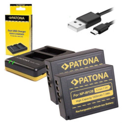 Ładowarka PATONA Dual Quick pro Fuji NP-W126 + 2x baterie 1020mAh USB